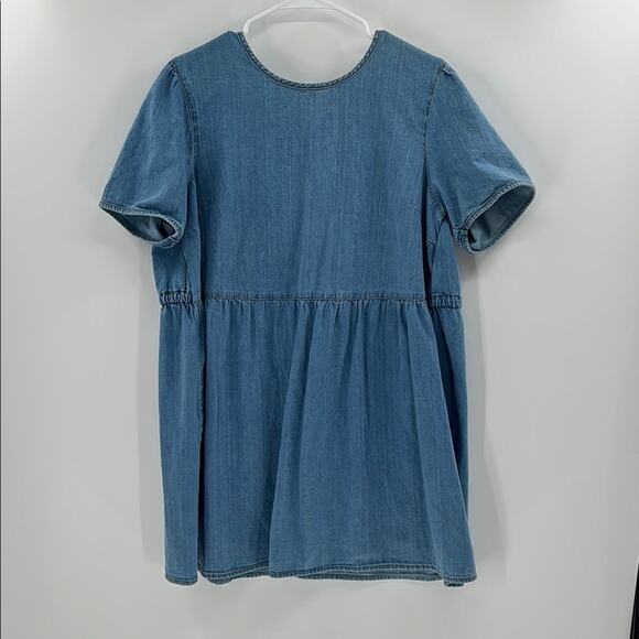 Asos Denim Mini Dress with back tie closures - Med Wash - 12 - Picture 1 of 6